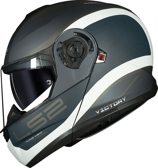 Capacete Ls2 Strobe II ff908 Victory Matt Cinza Azul