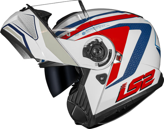 Capacete Ls2 Strobe II ff908 Phantom Branco Azul Vermelho