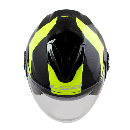 Capacete Ls2 Of570 Verso Technik Preto Amarelo