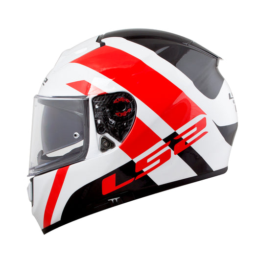 Capacete Ls2 Vector ff397 Trident Branco Vermelho