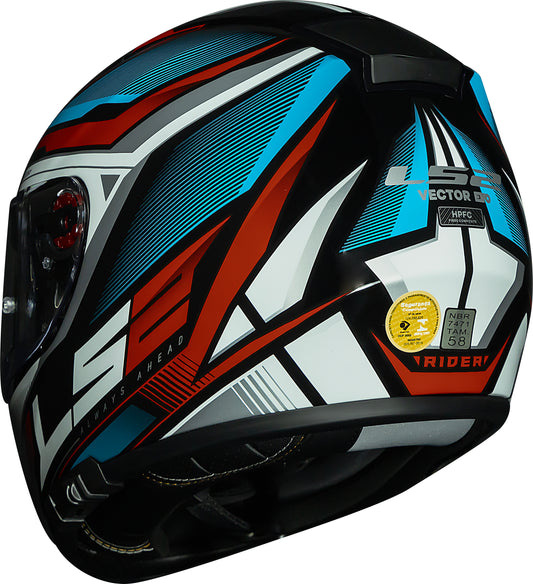 Capacete Ls2 Vector ff397 Rider Azul Vermelho