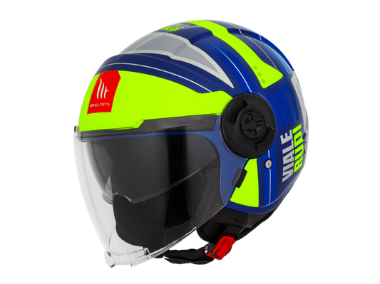 Capacete Mt Helmets Viale SV Rudi D3 Amarelo Flourescente Brilho