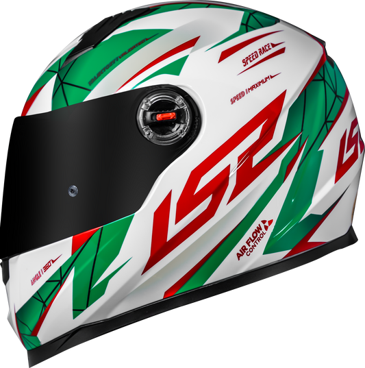 Capacete Ls2 Ff358 Classic Draze Branco Verde Vermelho