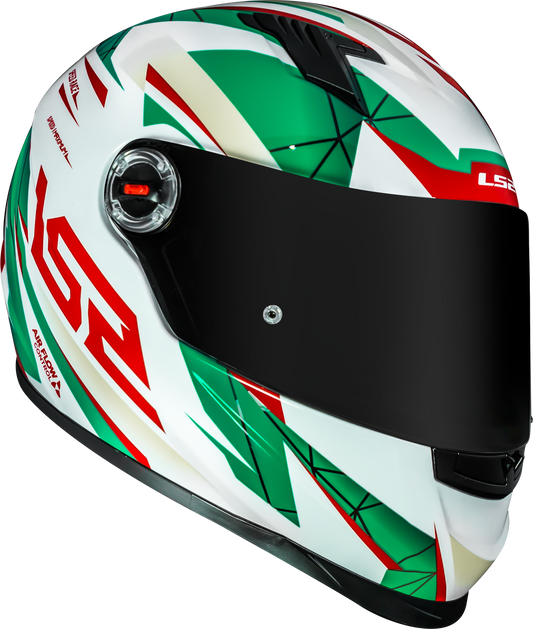 Capacete Ls2 Ff358 Classic Draze Branco Verde Vermelho