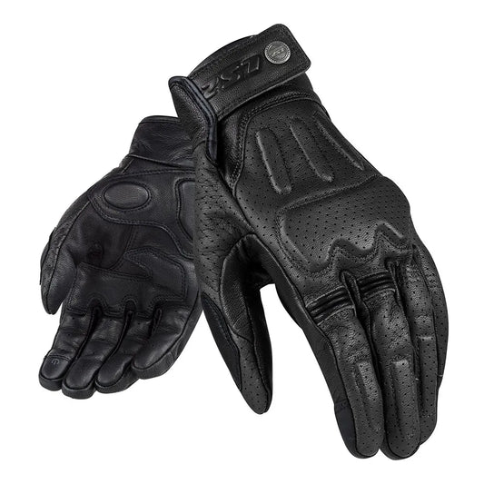 LUVA LS2 RUST PRETO BLACK COURO MASCULINO